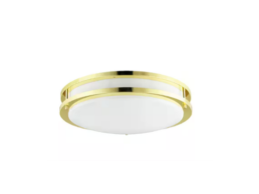 Modern 16" Flush Mount Ceiling Light Gold 2-Light Fixture with Frosted Glass Shade E26
