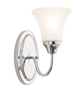 Generation Lighting 1-Light Wall Sconce Chrome with White Glass Shade Modern Bathroom Vanity Light
