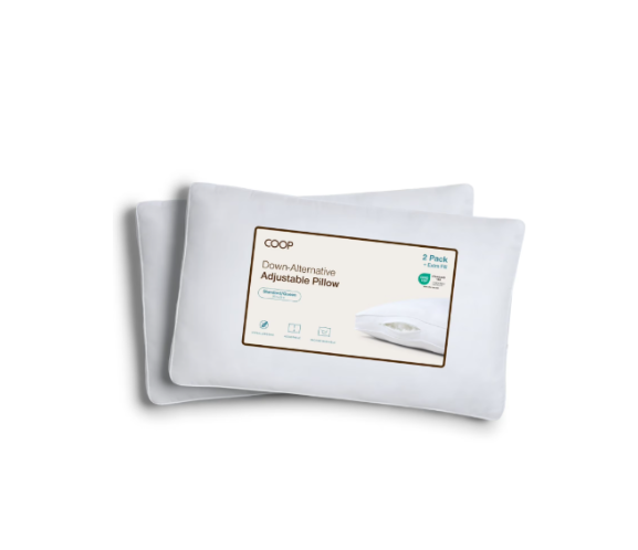 Coop 2-Pack Adjustable Down Alternative Pillows Customizable Bed Pillows for All Sleep Positions