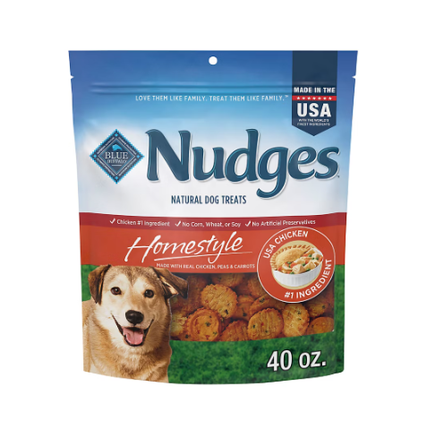 Blue Buffalo Nudges Homestyle Natural Dog Treats Real Chicken Recipe, 40 oz Soft & Chewy Dog Treats