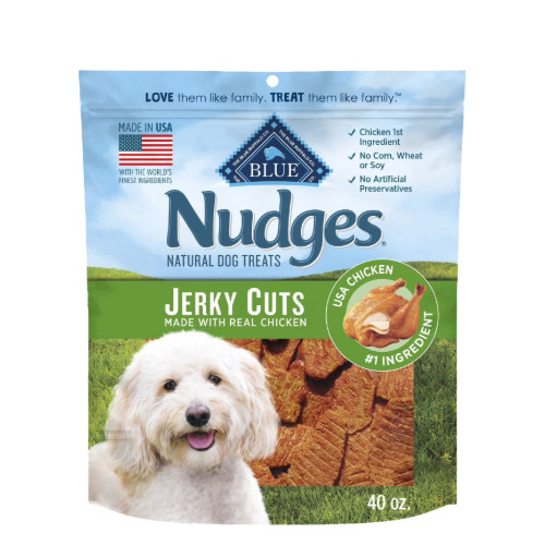 Blue Buffalo Nudges Natural Jerky Cut Dog Treats Chicken Recipe, 40 oz Soft & Chewy Natural Dog Treats