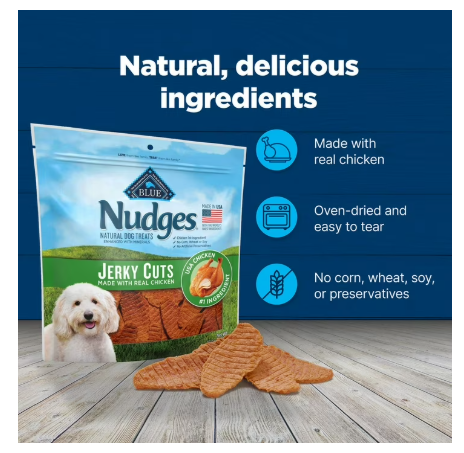 Blue Buffalo Nudges Natural Jerky Cut Dog Treats Chicken Recipe, 40 oz Soft & Chewy Natural Dog Treats