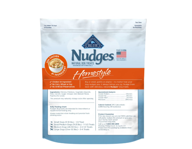 Blue Buffalo Nudges Homestyle Natural Dog Treats Real Chicken Recipe, 40 oz Soft & Chewy Dog Treats