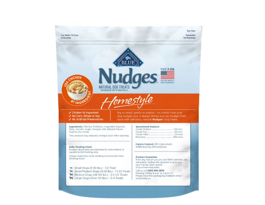 Blue Buffalo Nudges Homestyle Natural Dog Treats Real Chicken Recipe, 40 oz Soft & Chewy Dog Treats