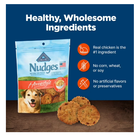 Blue Buffalo Nudges Homestyle Natural Dog Treats Real Chicken Recipe, 40 oz Soft & Chewy Dog Treats