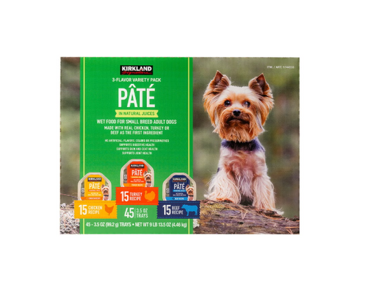 Kirkland Signature Pâté Wet Dog Food Variety Pack 45 Count, 3.5 oz Grain-Free Wet Dog Food