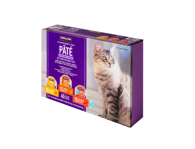 Kirkland Signature Pâté Cat Food Variety Pack 45 Trays, Chicken, Turkey & Salmon Recipes