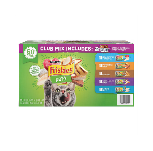 Purina Friskies Adult Wet Cat Food Pâté Variety Pack 60 Cans, 5.5 oz Gourmet Recipes