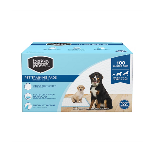 Berkley Jensen Pet Training Pads Extended Protection Puppy Pads, 22" x 23" Leak & Odor Control