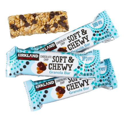 Kirkland Signature Soft & Chewy Granola Bars Chocolate Chip, 64 Count Whole Grain Snack Bars