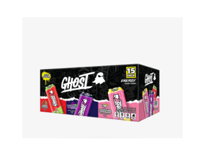 GHOST Energy Zero Sugar Variety Pack Sour Pink Lemonade Cherry Limeade & Welch’s Grape, 16 fl oz, 15 Pack