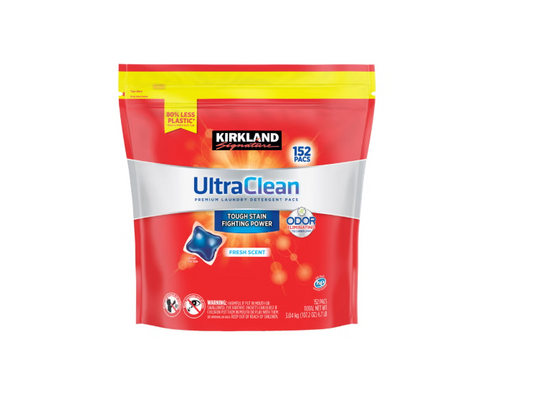 Kirkland Signature UltraClean Laundry Detergent Pacs, Fresh Scent HE Compatible 152 Count