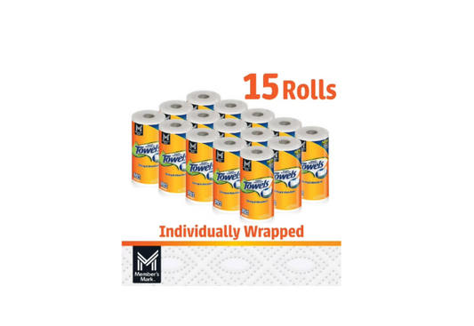 Member's Mark Select & Tear Paper Towels, 2-Ply, 150 Sheets per Roll, 15 Rolls