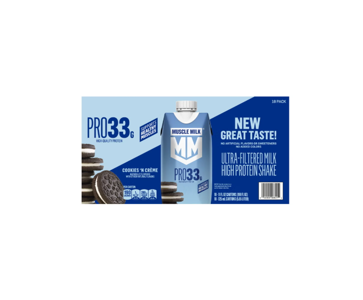 Muscle Milk PRO 33g Protein Ultra-Filtered Milk Shake, Cookies 'N Crème, 11 fl oz, 18 Pack