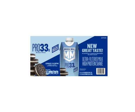 Muscle Milk PRO 33g Protein Ultra-Filtered Milk Shake, Cookies 'N Crème, 11 fl oz, 18 Pack