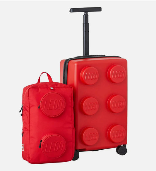 LEGO Kids 2-Piece Luggage Set Expandable Trolley & Backpack Travel Bag - Red