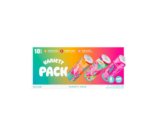 Alani Nu Energy Drink Variety Pack, Orange Kiss, Pink Slush & Cherry Twist, 18 Cans (12 fl oz Each)