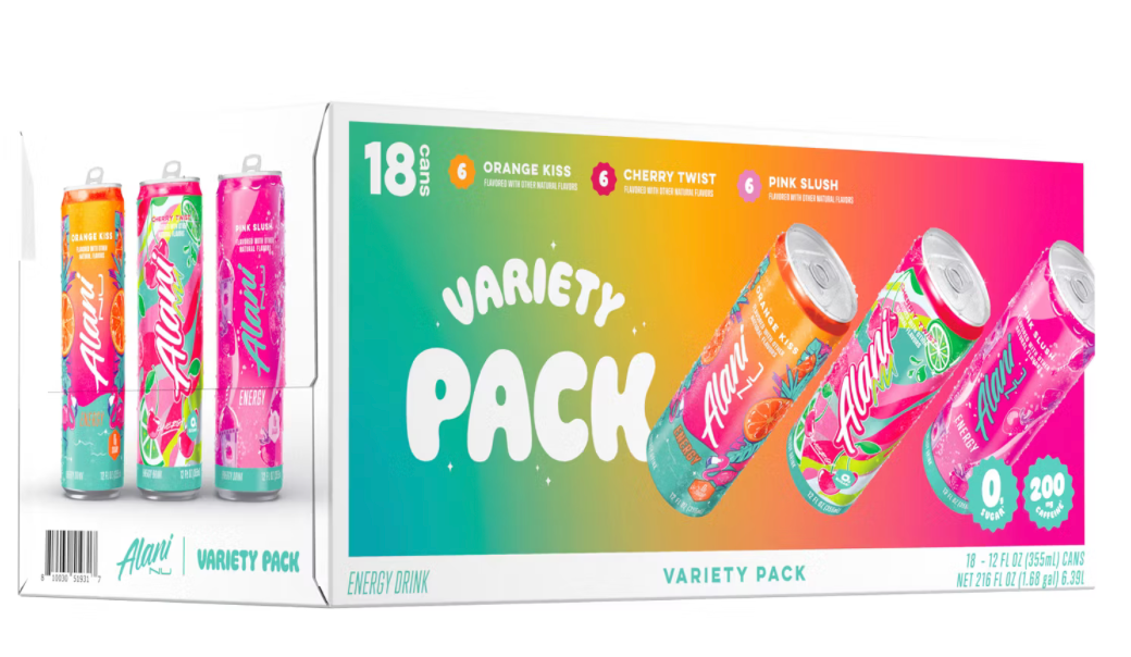 Alani Nu Variety Pack 18 Cans 12 Fl Oz Energy Drink, Orange Kiss Pink Slush…