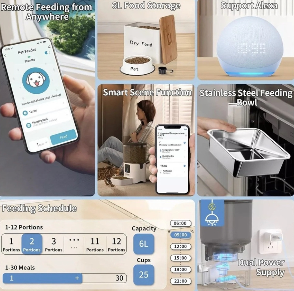 Wi-Fi Automatic Food Dispenser for Dogs and Cats  App Control