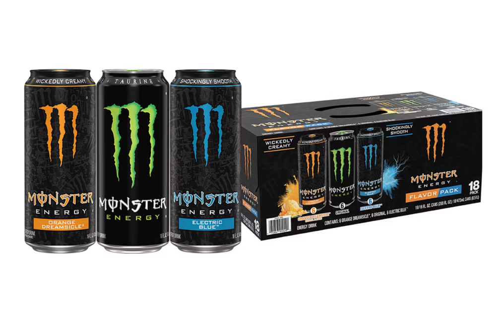 Monster Energy Drink Variety Pack, Original, Electric Blue & Orange Dreamsicle, 18 Pack (16 fl oz Cans)