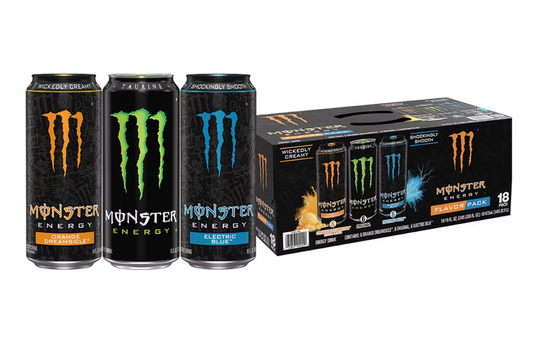 Monster Energy Drink Variety Pack, Original, Electric Blue & Orange Dreamsicle, 18 Pack (16 fl oz Cans)