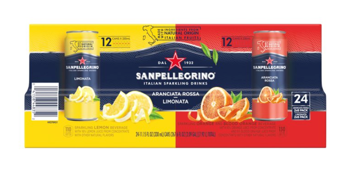 San Pellegrino Italian Sparkling Drink Variety Pack, Aranciata Rossa and Limonata, Sparkling Blood Orange Beverage and Sparkling Lemon Beverage, 24 Pack of 11.15 Fl Oz Cans