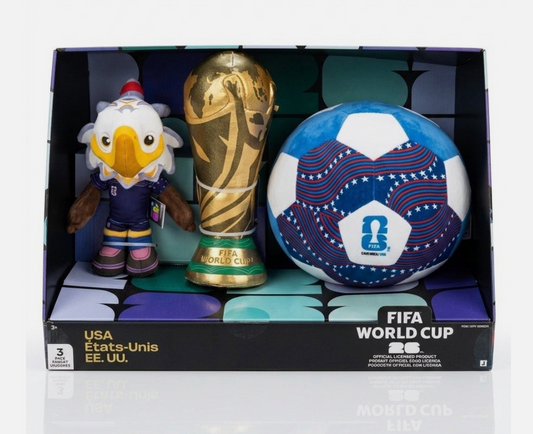 FIFA World Cup 2026 USA Set 3 Plush Trophy Ball Pet Official Jazwares
