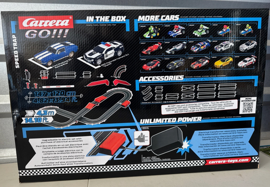 Carrera GO Speed Trap Slot Car Racing Set 14ft Mustang vs Camaro Police
