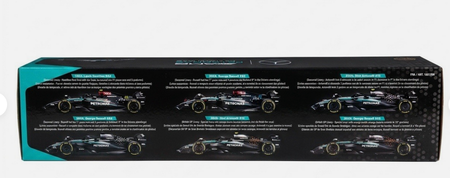 Bburago 1:43 Mercedes F1 Set 6 Cars Lewis Hamilton George Russell Kimi Antonelli
