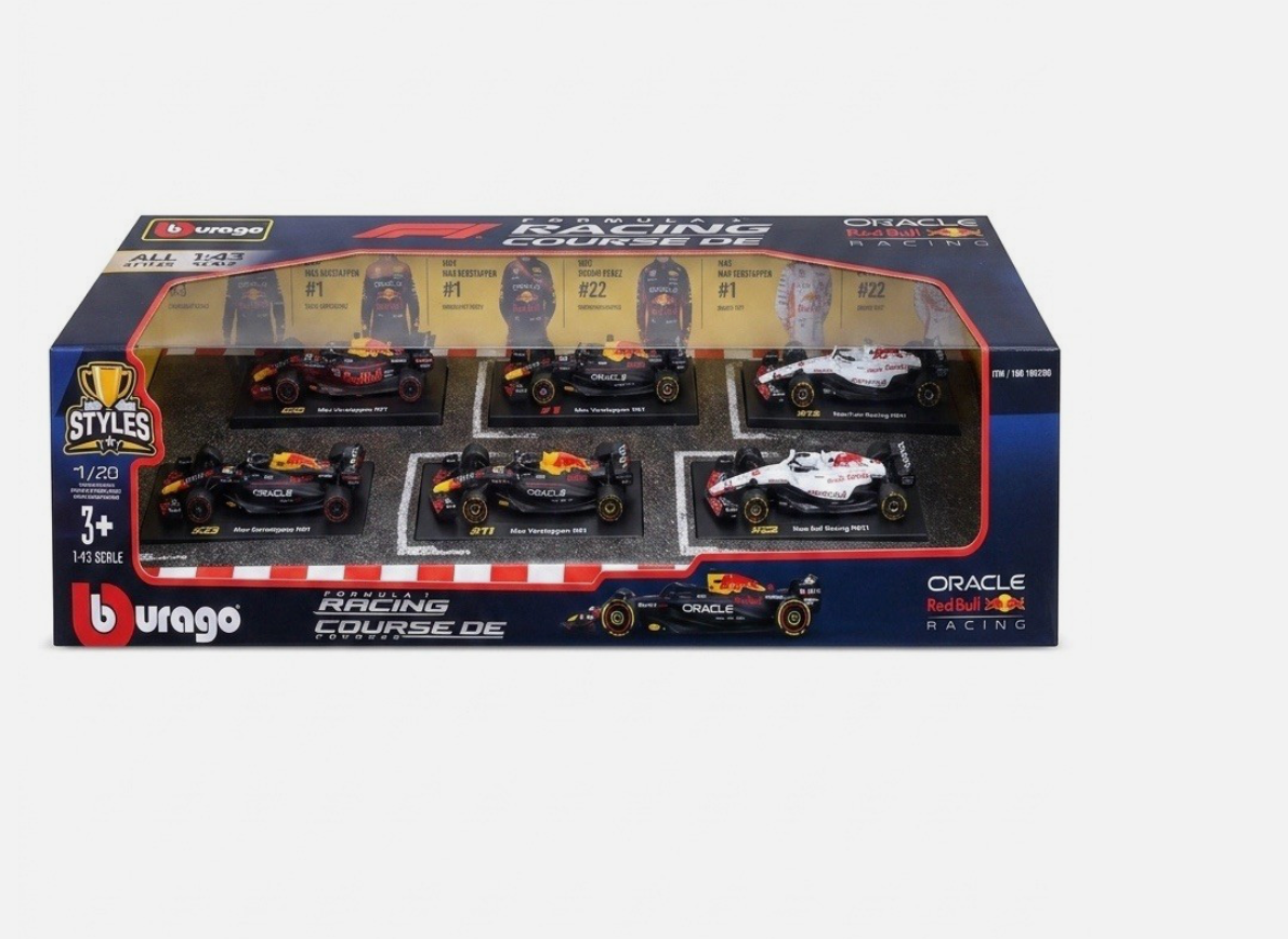 Bburago 1:43 Red Bull Racing Set 6 Cars Max Verstappen Sergio Perez Special Edition