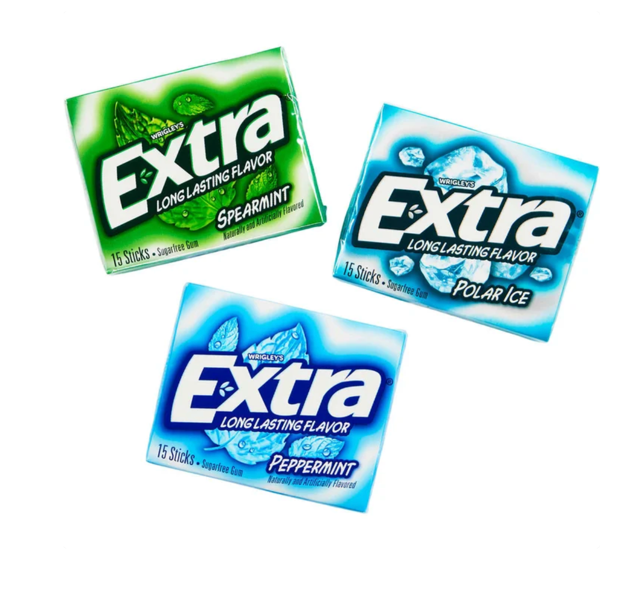 Extra Sugar Free Chewing Gum, Mint Variety Pack, 15 Sticks, 18-Count