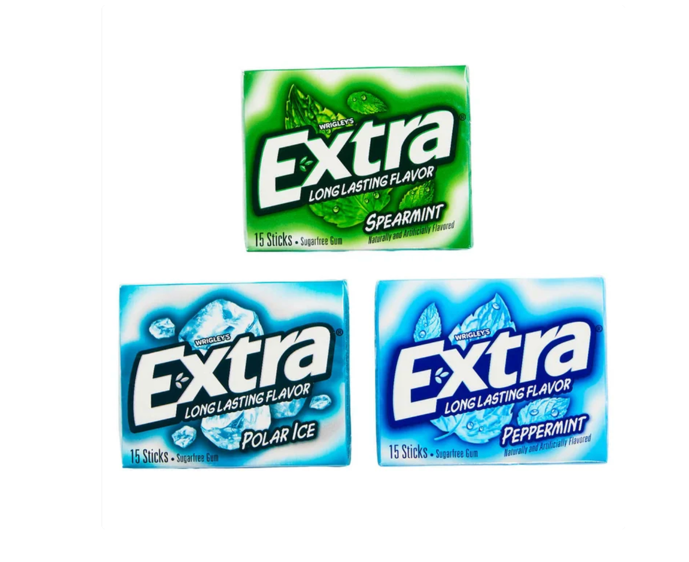 Extra Sugar Free Chewing Gum, Mint Variety Pack, 15 Sticks, 18-Count