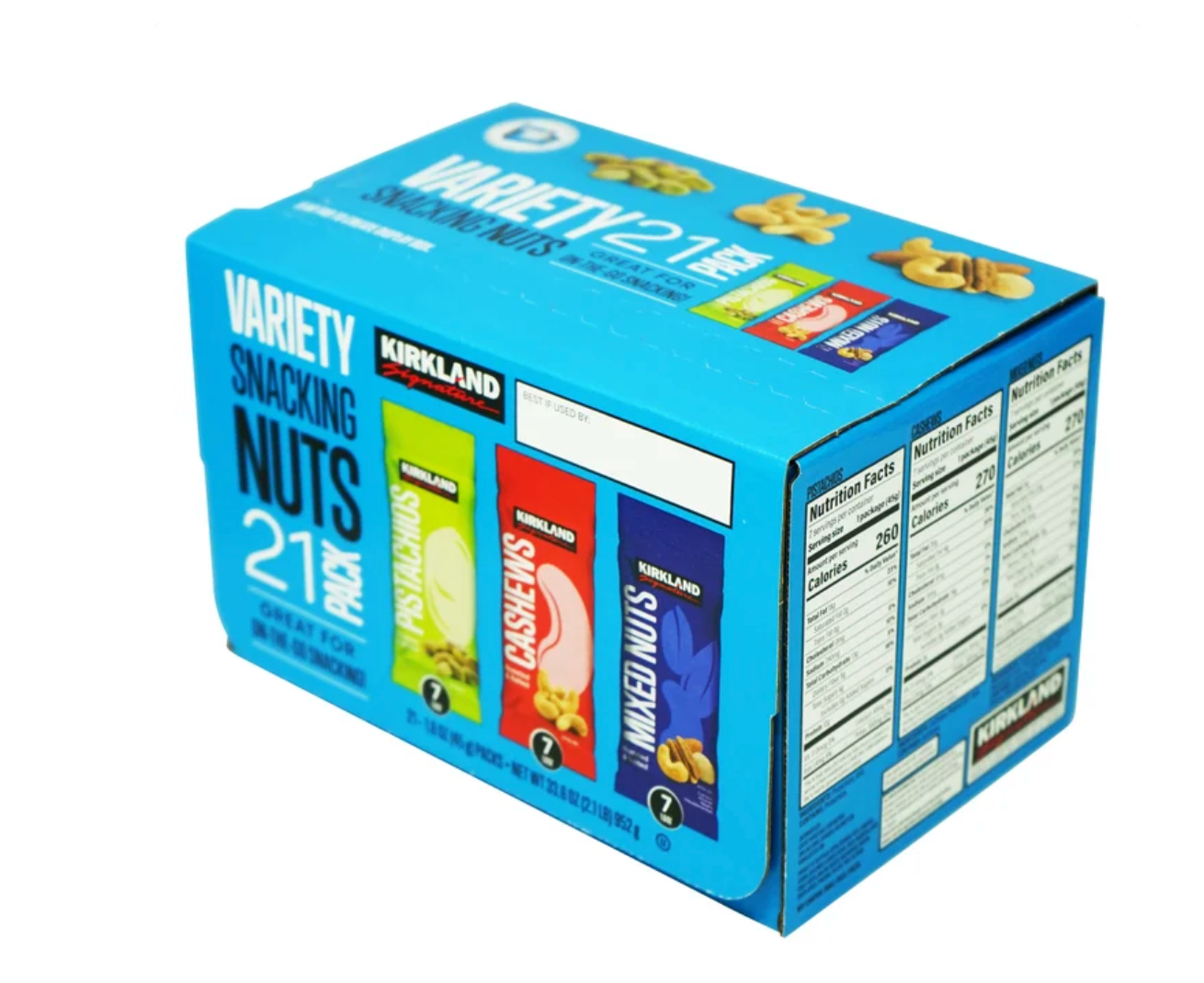 Kirkland Signature Snacking Nuts Variety Pack, 1.6 oz, 21-count