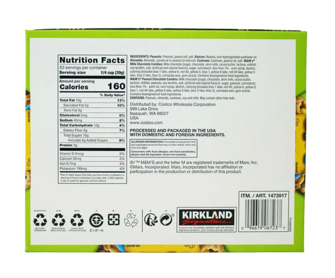 Kirkland Signature Trail Mix Snack Packs, 2 oz, 28-count