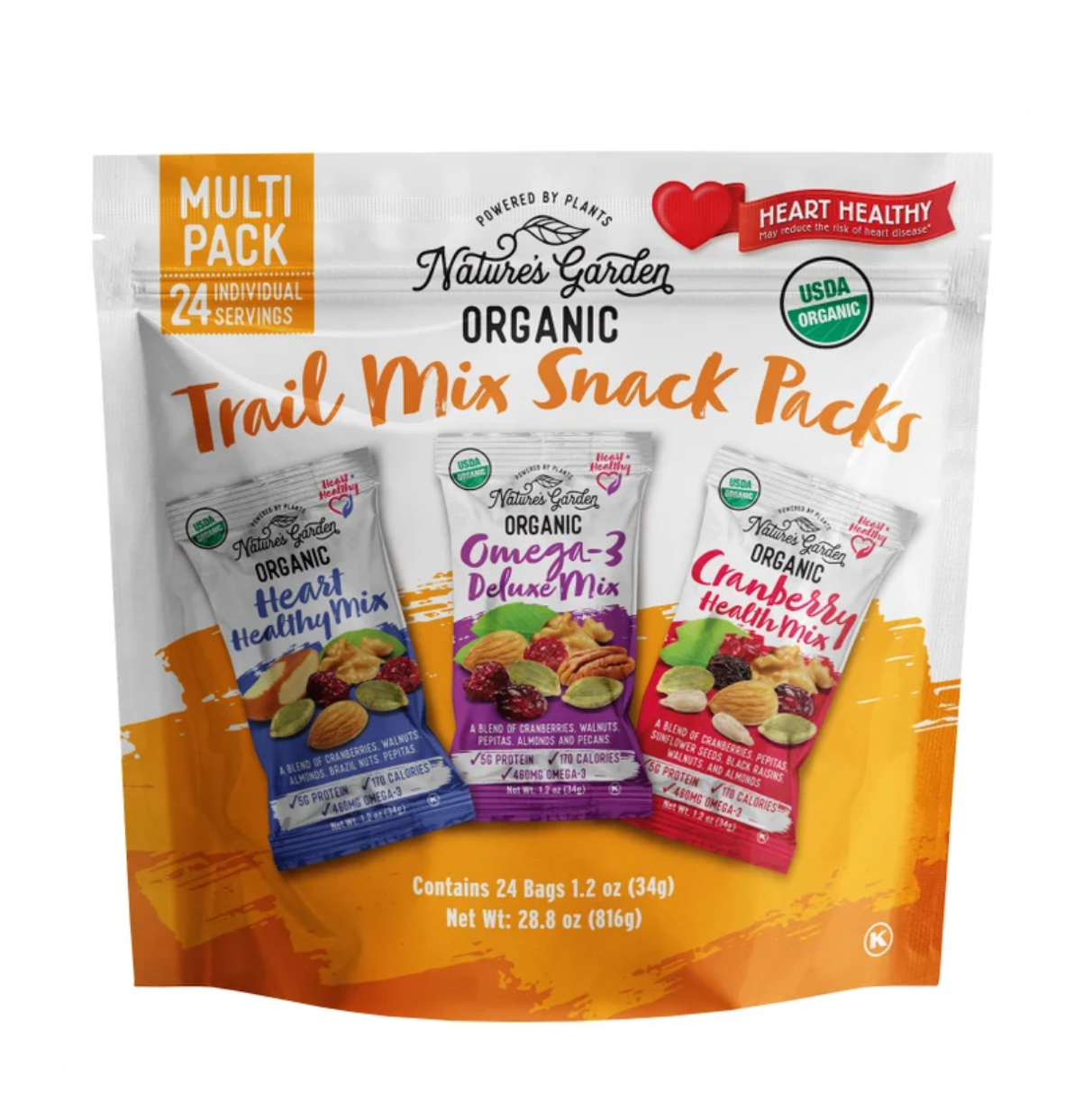 Nature's Garden Organic Trail Mix Snack Packs Variety Multi-Pack 24 Ct 1.2oz