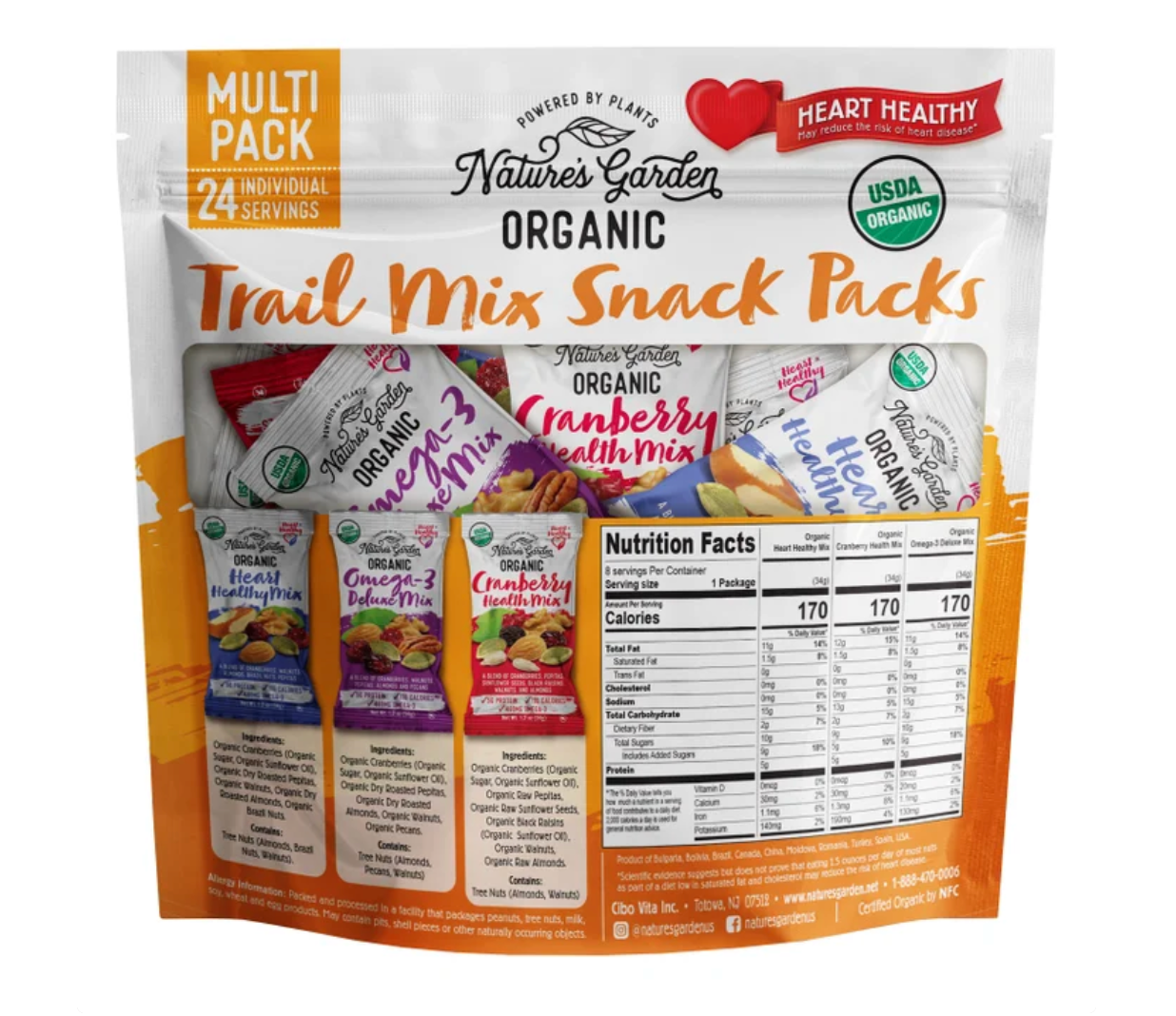 Nature's Garden Organic Trail Mix Snack Packs Variety Multi-Pack 24 Ct 1.2oz