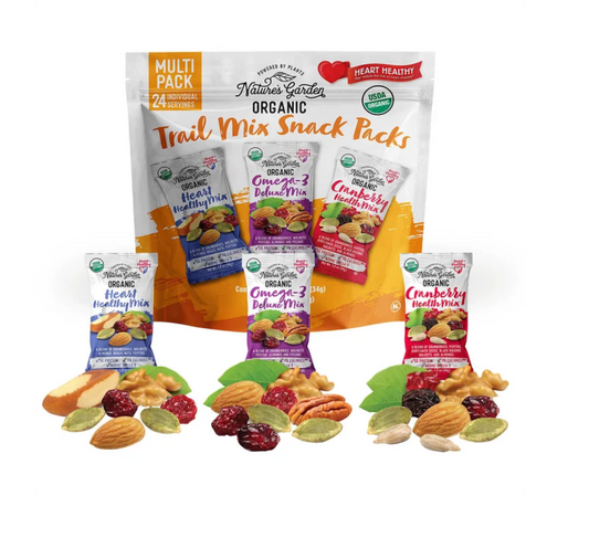Nature's Garden Organic Trail Mix Variety Pack 24 Count USDA Organic Grab-and-Go Snack Packs
