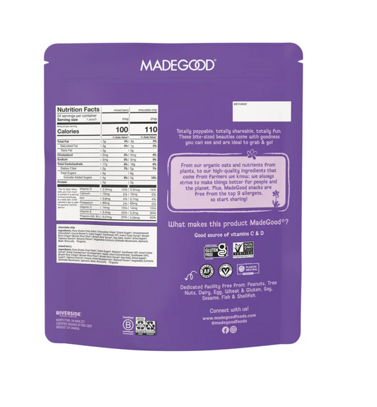MadeGood Organic Granola Minis, Variety Pack, 0.85 oz, 24-count