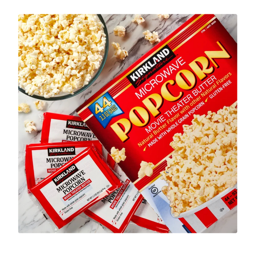 Kirkland Signature Microwave Popcorn, Movie Theater Butter, 44-Count (3.3 oz Bags)