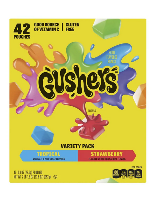 Fruit Gushers Fruit Flavored Snacks, Variety Pack, 0.8 oz, 42-Count