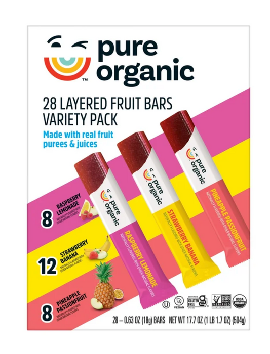 Pure Organic Layered Fruit Bars, Variety Pack, 0.63 oz, 28-count