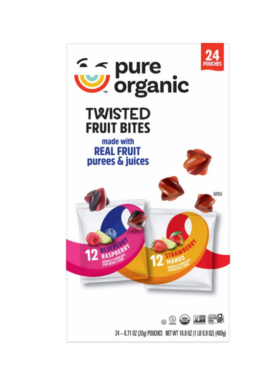 Pure Organic Twisted Fruit Bites, Variety Pack, 0.7 oz, 24-count