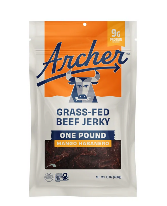 Country Archer Grass-Fed Beef Jerky, Mango Habanero, 16 oz (1 lb) Bag
