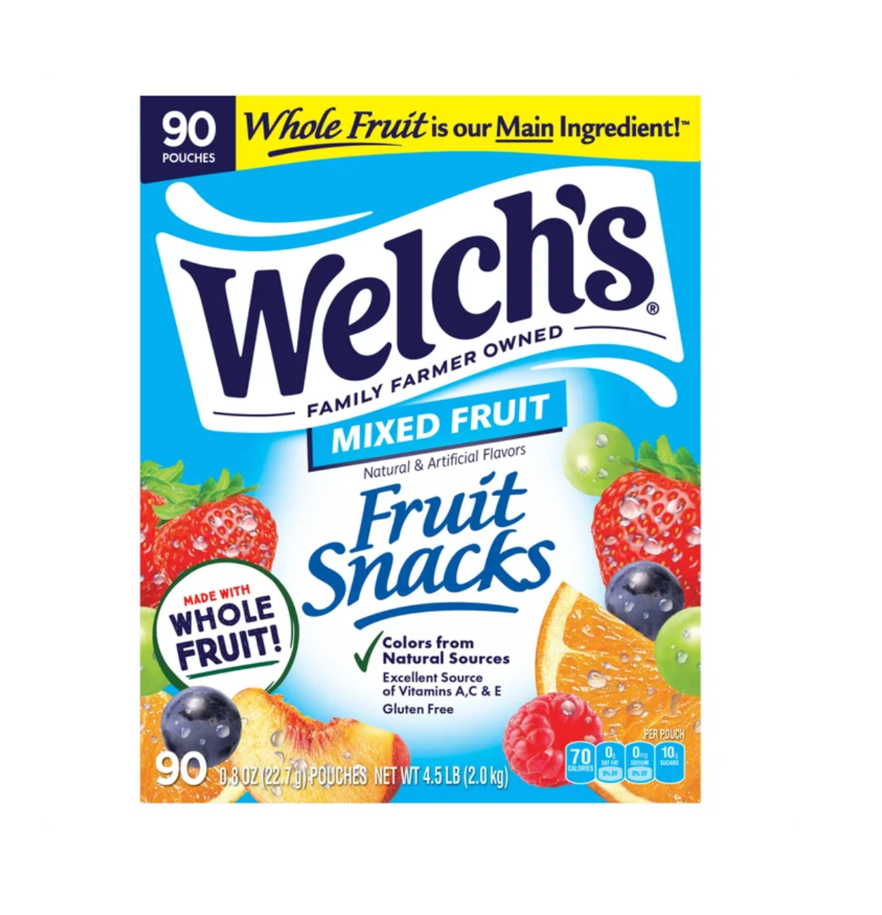 Welch's Mixed Fruit Snacks 90-Count 0.8oz Pouches Gluten Free Vitamin C