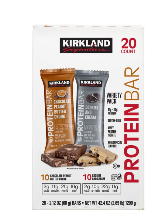 Kirkland Signature Protein Bar, Variety Pack, 2.12 oz, 20-count