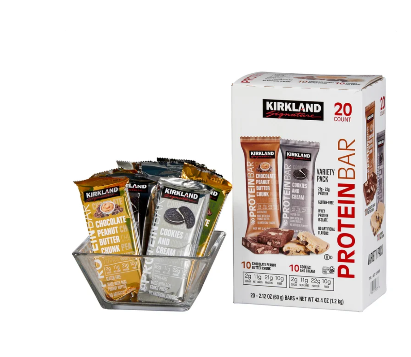 Kirkland Signature Protein Bar, Variety Pack, 2.12 oz, 20-count