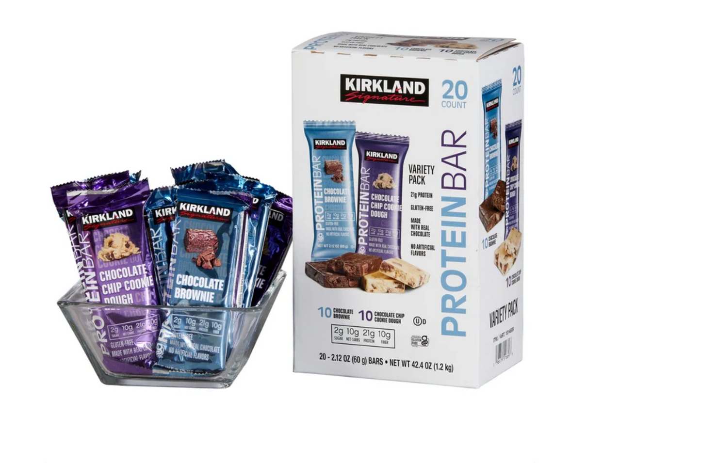 Kirkland Signature Protein Bar, Variety Pack, 2.12 oz, 20-count