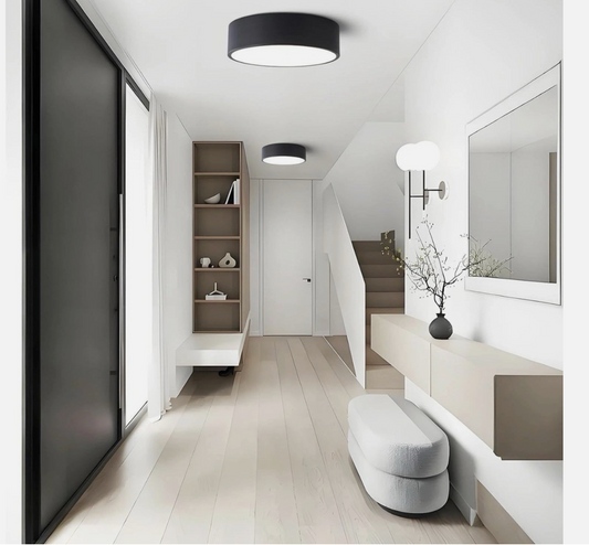 Origin 21 Lynnpark LED Flushmount Ceiling Fixture, Matte Black & Frosted White Acrylic, Dimmable, 11.95"