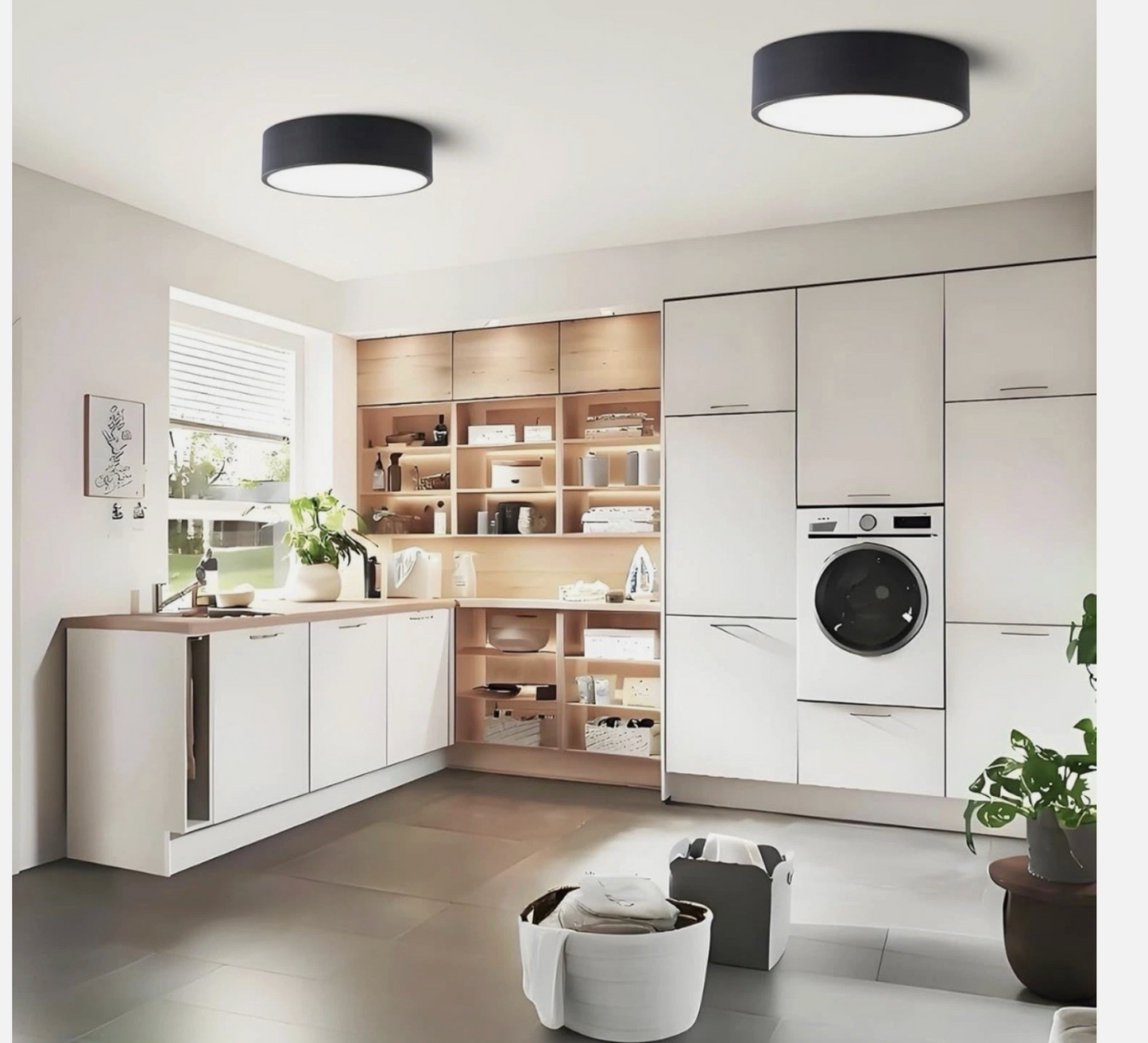 Origin 21 Lynnpark LED Flushmount Ceiling Fixture, Matte Black & Frosted White Acrylic, Dimmable, 11.95"