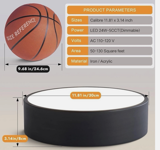 Origin 21 Lynnpark LED Flushmount Ceiling Fixture, Matte Black & Frosted White Acrylic, Dimmable, 11.95"